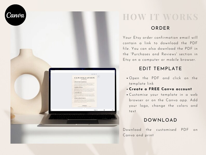 Editable Salon Cancellation Policy Form, Printable Esthetician