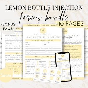 Lemon Bottle Fat Dissolving Consent Treatment Forms, Editable Client Consultation Intake Form Canva, Lemon Bottle Aftercare Informed Consent