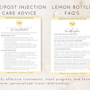 Lemon Bottle Fat Dissolving Consent Treatment Forms, Editable Client Consultation Intake Form Canva, Lemon Bottle Aftercare Informed Consent, Beauty business forms, fat dissolving forms, weight loss business