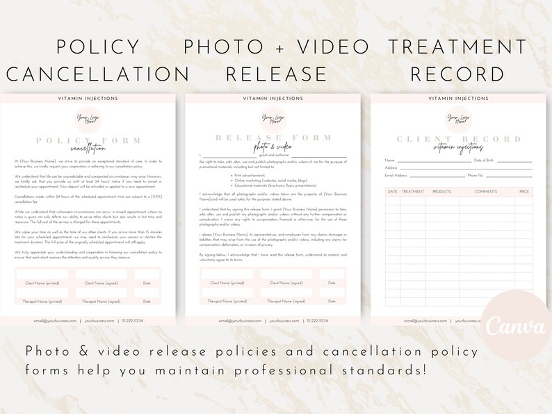 Vitamin C D3 B12 Injections Consent and Intake Forms, Vit C Vit D3 Vit