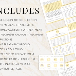 Lemon Bottle Fat Dissolving Consent Treatment Forms, Editable Client Consultation Intake Form Canva, Lemon Bottle Aftercare Informed Consent, Beauty business forms, fat dissolving forms, weight loss business