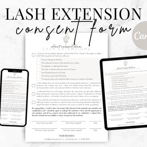 Editable Lash Consent Form, Lash Extension Consent Form, Lash Tech Consent Form, Lash Client Record, Eyelash Extension, Client Consultation