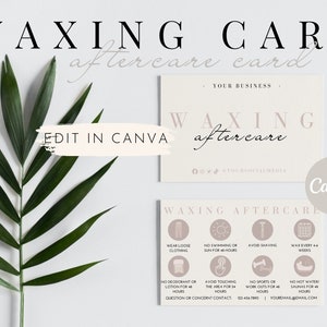 Editable Waxing Aftercare Card Template, Hair Wax Care Card, Hair Removal Aftercare Instructions, Waxing Aftercare Guide Canva, Esthetician business forms