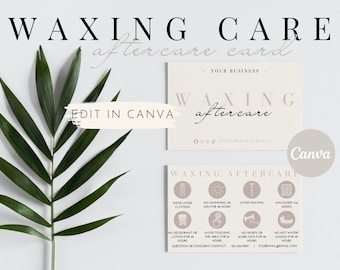 Editable Waxing Aftercare Card Template, Hair Wax Care Card, Hair Removal Aftercare Instructions, Waxing Aftercare Guide Canva, Esthetician