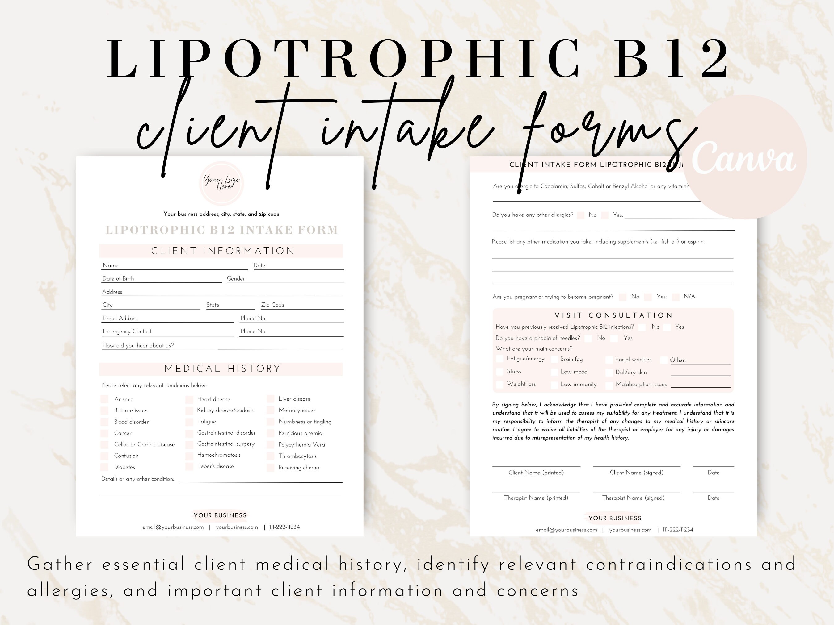 Lipotrophic Vitamin B12 Shot Consent Forms, Weight Loss Injection Forms ...