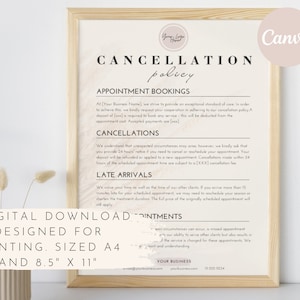 Editable Salon Cancellation Policy Form, Printable Esthetician ...
