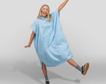 Toalla poncho con capucha Cosimac / bata cambiadora súper absorbente para exteriores para un secado rápido en la playa después de nadar o surfear Francisco Blue