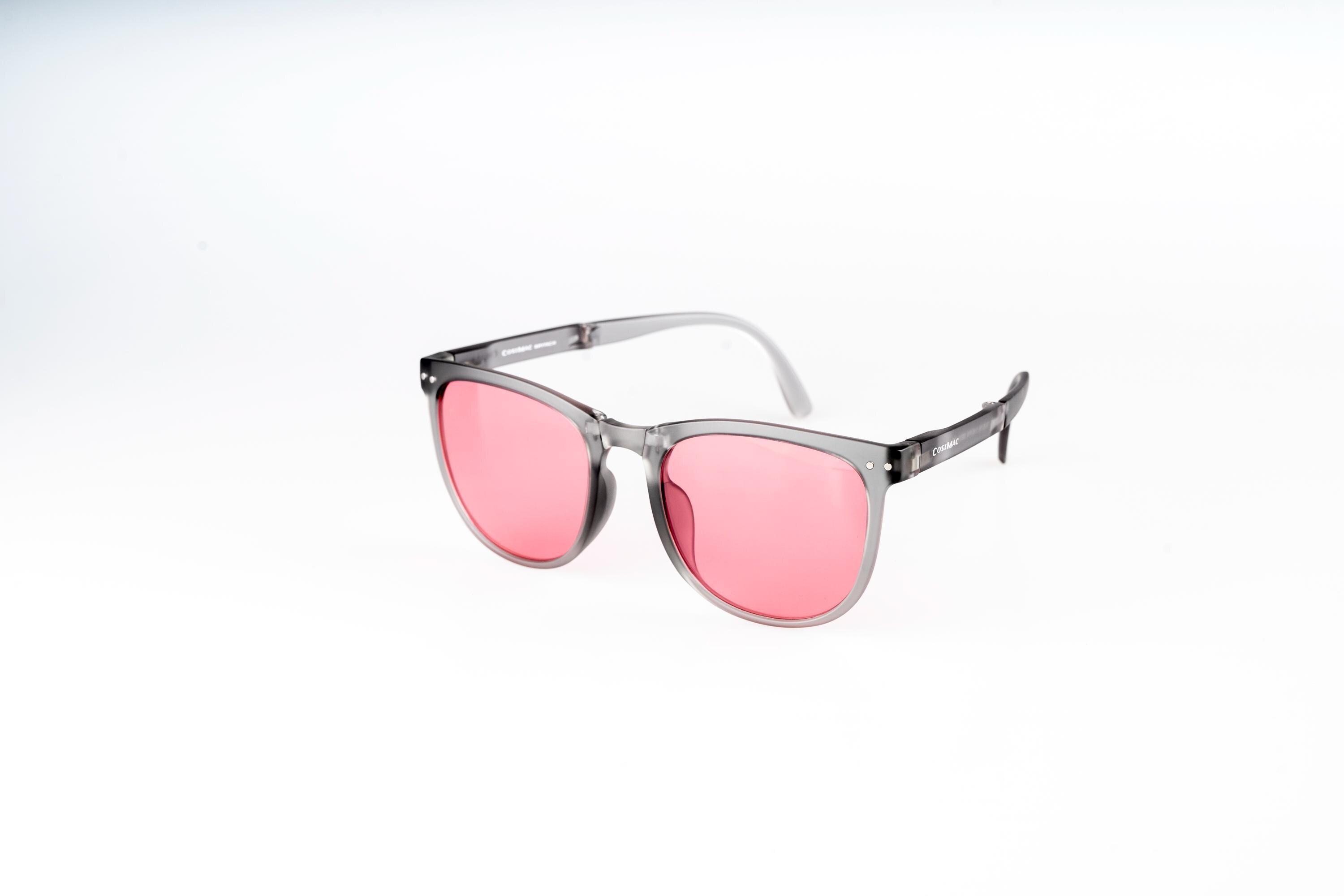 Polarized Foldable Sunglasses: Clear Grey Frame, Pink Lens  display picture 1