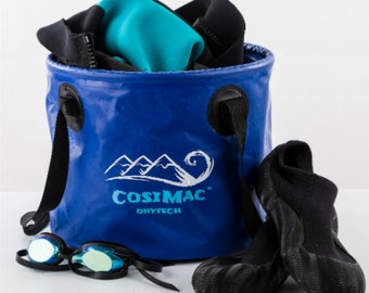 Cosimac Collapsible 13L Bucket Bag - Portable Folding Waterproof Beach bucket. Use for wetsuit swimsuit changing and outdoor swimming
