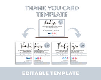 Editable Thank You Card, Printable, Editable, Thank You Card, Canva ...