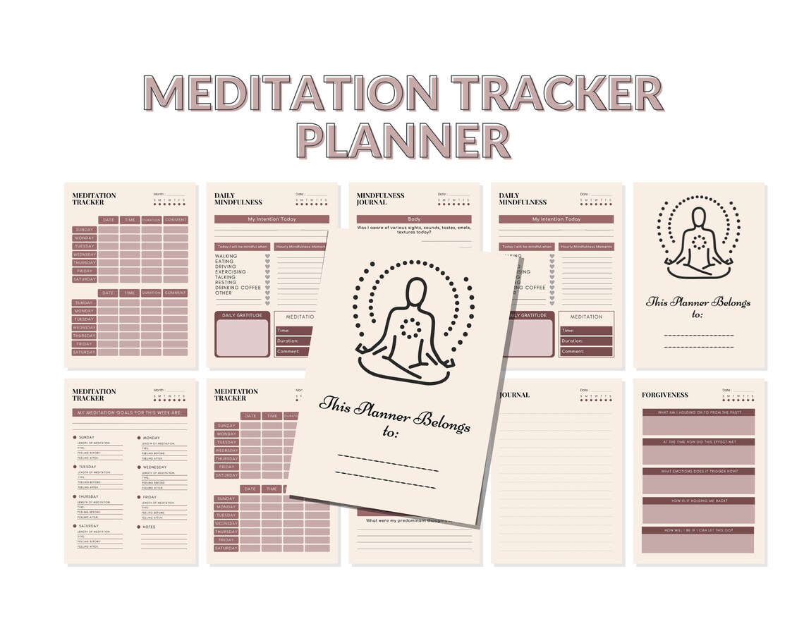 Meditation Tracker Planner - Printable Meditation Tracker Planner - Editable Meditation Tracker ...