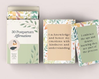 Postpartum Affirmations, Positive New Mother Cards, stress relief, positive pregnancy mantra, doula affirmations, baby shower gift for mom