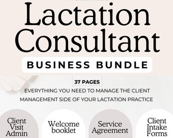 Lactation Consultant Business Bundle, client management, service agreement, client intake, welcome pack, invoice, business templates, canva