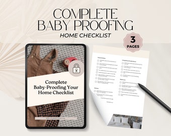 New baby checklist, baby proofing home checklist, newborn safety, doula client checklist, home safety for babies, doula business template