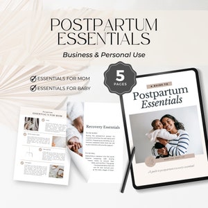 Postpartum Recovery Checklist, Postpartum Template, postpartum doula planning, postpartum doula handouts, client planning sessions, canva