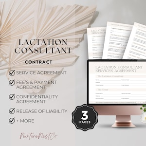 Lactation consultant contract, client intake, breastfeeding support, lactation consultant agreement, IBCLC contrsct form, la leche, editable