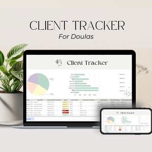 Doula-clientspreadsheettracker, Google Spreadsheets-communicatielogboek, klanttracker voor geboorte-doula's, klantbeheer, CRM Doula-planner