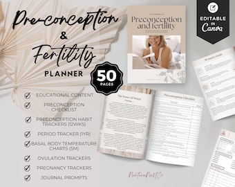 Fertility planner, Trying to conceive charts, preconception checklist, ovulation tracking, basal body temperature graph, fertility coach