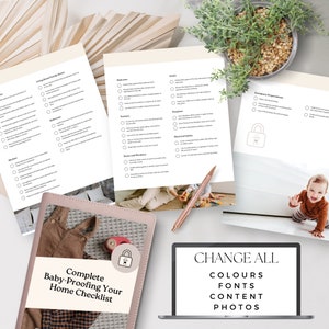 K&ouml;nnte beinhalten: Eine Checkliste zum Babysichern Ihres Zuhauses mit einem Schlosssymbol und dem Text "Complete Baby-Proofing Your Home Checklist". Die Checkliste ist in Abschnitte f&uuml;r verschiedene R&auml;ume und Bereiche des Hauses unterteilt, wie z. B. Wohnzimmer, Schlafzimmer, Kinderzimmer, Treppen, Kamin und elektrische Sicherheit. Die Checkliste enth&auml;lt eine Vielzahl von Sicherheitstipps und -vorschl&auml;gen f&uuml;r jeden Bereich.