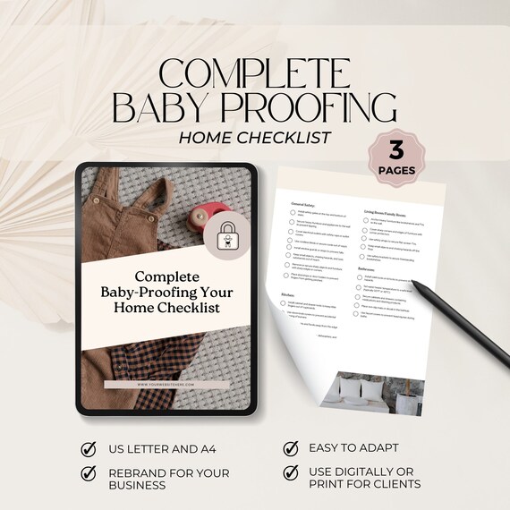 New baby checklist, baby proofing home checklist, newborn safety, doula client checklist, home safety for babies, doula business template