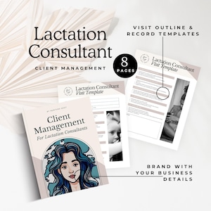 Lactation Consultant client management, Breastfeeding Support client, invoice, lactation consultant visit session, service checklist, canva