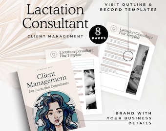 Lactation Consultant client management, Breastfeeding Support client, invoice, lactation consultant visit session, service checklist, canva