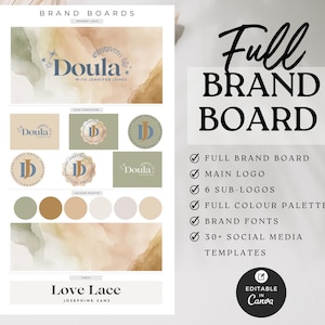 Kit de marca de doula, logotipo de doula, negocio de doula, puesta en marcha de doula, doula de parto, doula posparto, plantillas de redes sociales de doula, marketing de doula