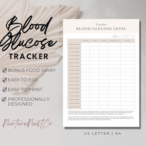 Blood Sugar Log, Blood Sugar Tracker, Blood Glucose Level, Diabetes journal, Gestational Diabetes Tracker, health coach resource, printable