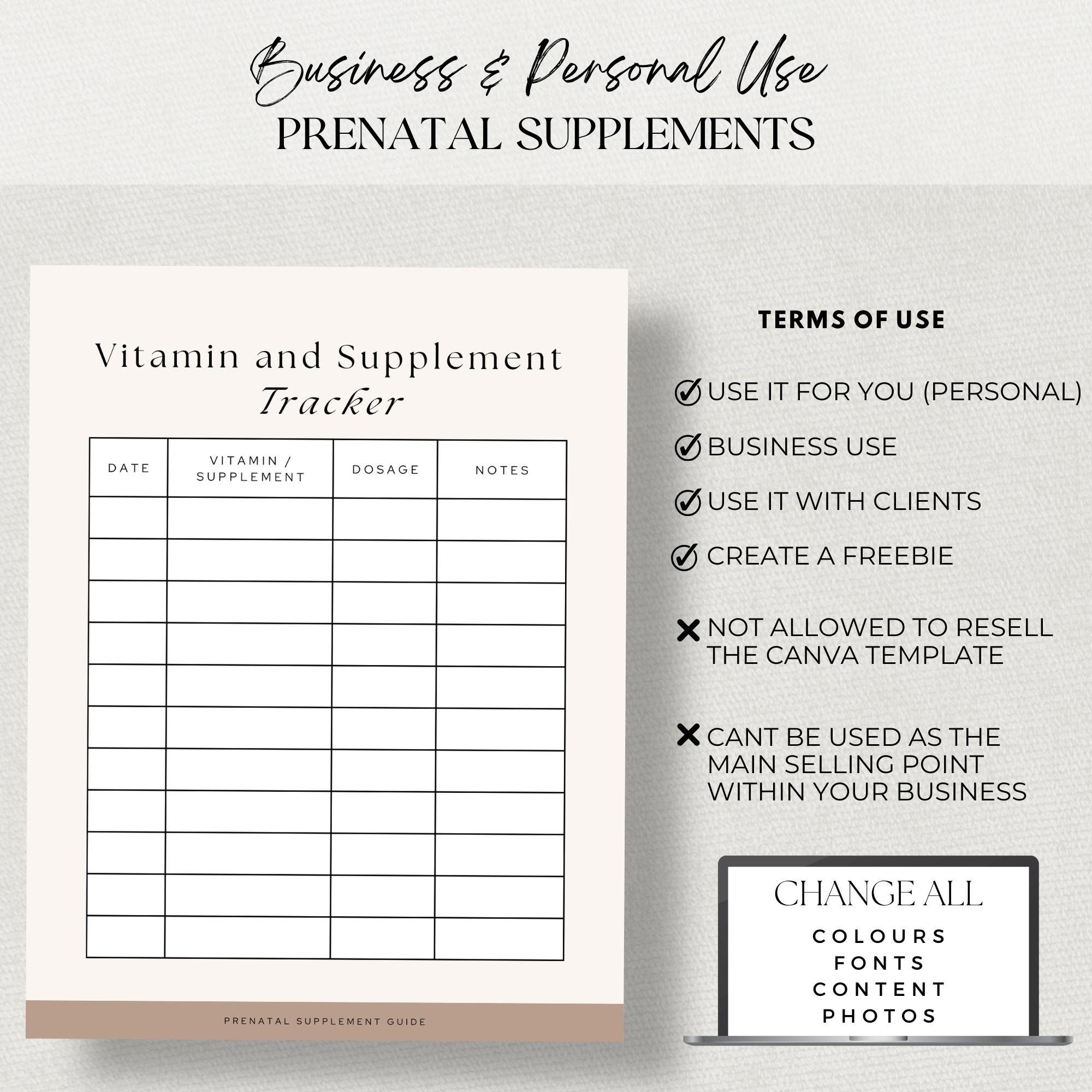 Prenatal Vitamins Handout, Prenatal Supplements Guide, Business ...