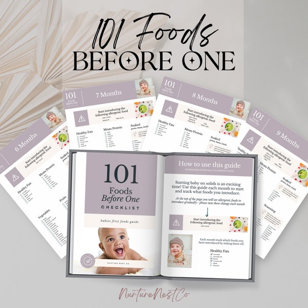 101 foods before 1, Baby Food checklist, baby led weaning planner, Baby's First Food Checklist, Solids Tracker, Baby Food Log, baby allergy