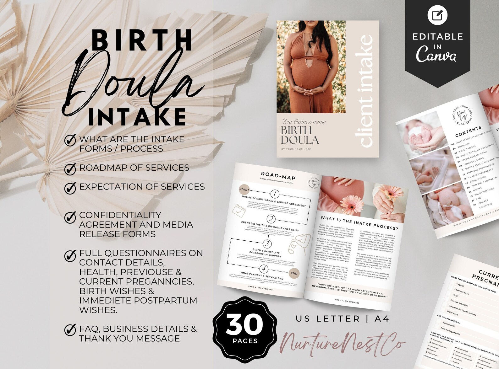 Birth Doula Client Intake Forms, Birth Doula Intake, Editable Doula ...