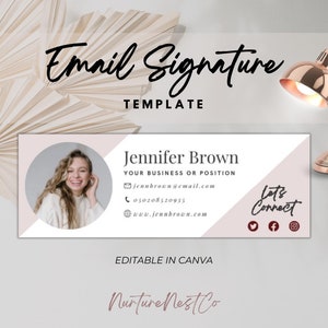 Sjabloon e-mailhandtekening, e-mail met logo en foto, ontwerp Canva-handtekening, professioneel, Gmail, doula-marketing, klikbare e-mailhandtekening