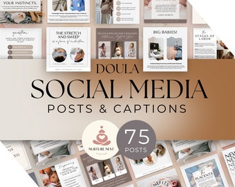 Doula Templates for social media, Instagram Bundle, Birth Doula, Postpartum doula, IG posts, IG stories, IG carousels, doula marketing pack