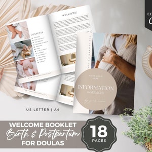 Guia de boas-vindas para doulas, startup de doulas, guia de serviços de doulas, folheto para clientes de doulas, guia de negócios, doula de parto e pós-parto, espectro completo