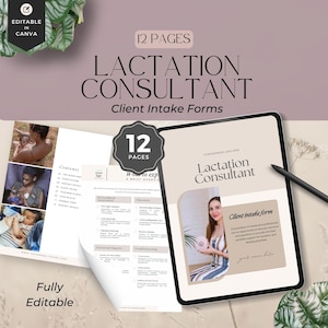 Lactation Consultant Client Intake Forms, Breastfeeding Support Intake, Editable Lactation Support Forms, Lactation Counselor Consent Forms