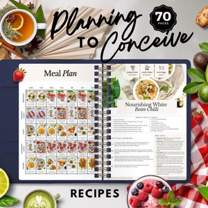 Fertility meal planner, Trying to conceive, TTC, preconception planning, digital planner, period tracking, ovulation, for women men, canva