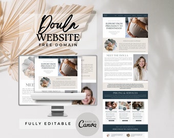 Doula Website Template, Web Template for Birthworkers, Birth, postpartum, full spectrum doula, landing page, doula marketing, doula start up