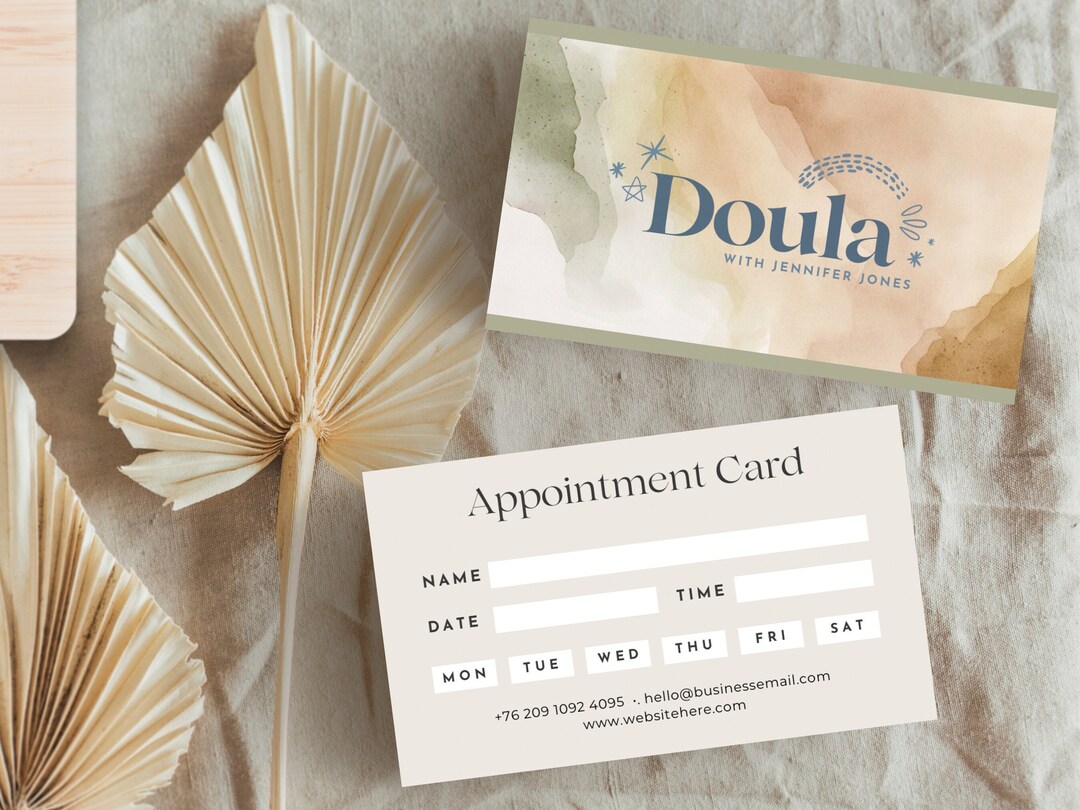 Doula Rack Card Examples Doula Appointment Card, Birth Worker Business Card, Postpartum Doula ...
