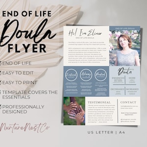 End of Life Doula Flyer, Death Doula Business Brochure, End of Life Care Marketing Geschäft, Palliative Care Faltblatt, Lebensende, Canva