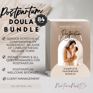 Postpartum doula, compleet papierwerk Business-bundel, opstarten, postpartum doula-contract, sjablonen intakeformulier, welkomstpakket, canva