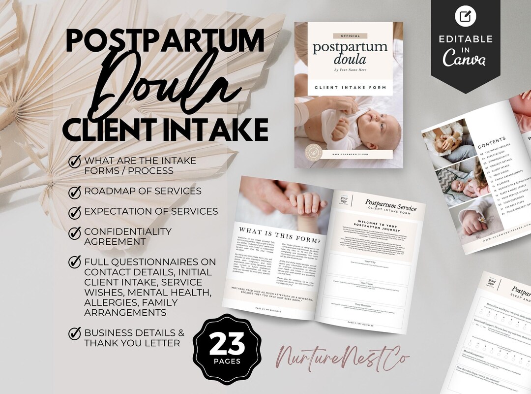 Postpartum Doula Client Intake Forms, Postpartum Doula Intake, New ...
