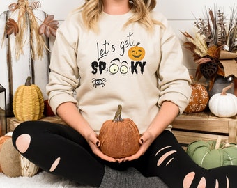 Halloween Sweatshirt Spooky Season Sweater Let's get Spooky, Fun Fall Shirt Unisex Heavy Blend Crewneck Sweatshirt