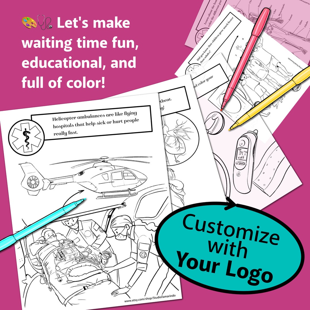 Medical Coloring Pages Custom Coloring Sheets for Kids Waiting - Etsy
