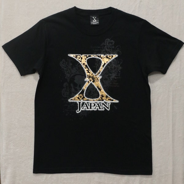 X Japan World Tour in Japan 2009 Gebrauchtes schwarzes offizielles T-Shirt, Yoshiki Visual Kei Band Preloved Kurzarm-T-Shirt, Jrock Merch Top