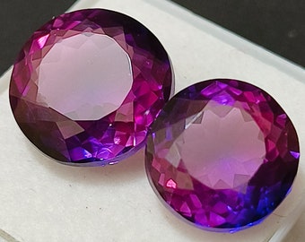 Paire de pierres précieuses en vrac pourpre 20 carats, forme ronde, tanzanite naturelle pour la taille de bague, cadeau de pierres précieuses en vrac de qualité supérieure pour elle/lui