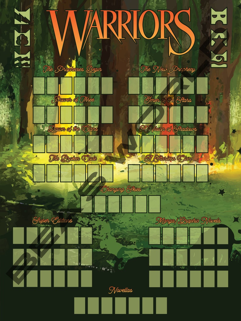 Warrior Cats Book Tracker Poster and Stickers - Etsy