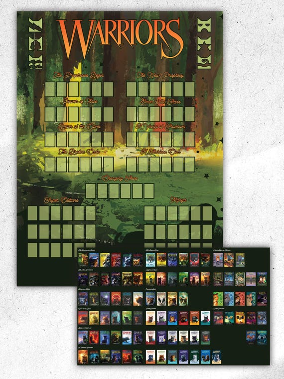 Warrior Cats Book Tracker Poster and Stickers