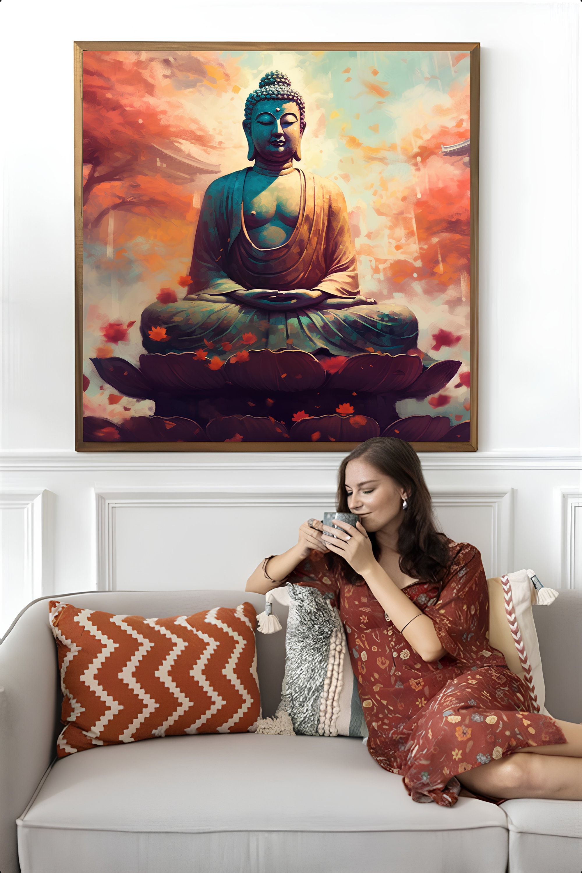 Modern Buddha Wall Art Digital Print Serene Wall Home Etsy