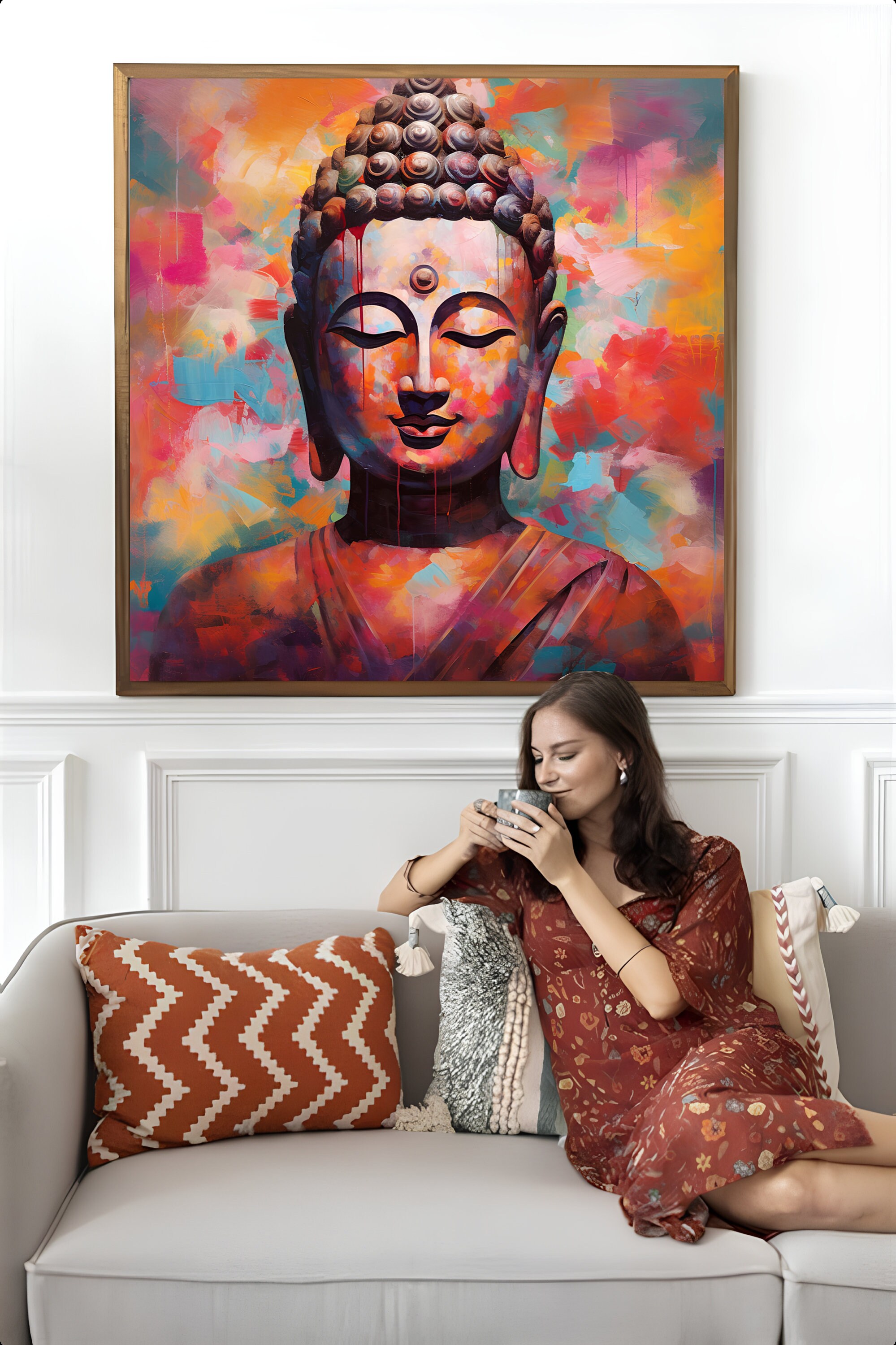 Abstract Buddha Wall Art Digital Poster Serene Decor Etsy