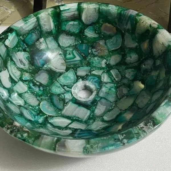 Handi art decor Green Agate WashBasin / Round Wash Basin Kitchen & bathroom Sink shops